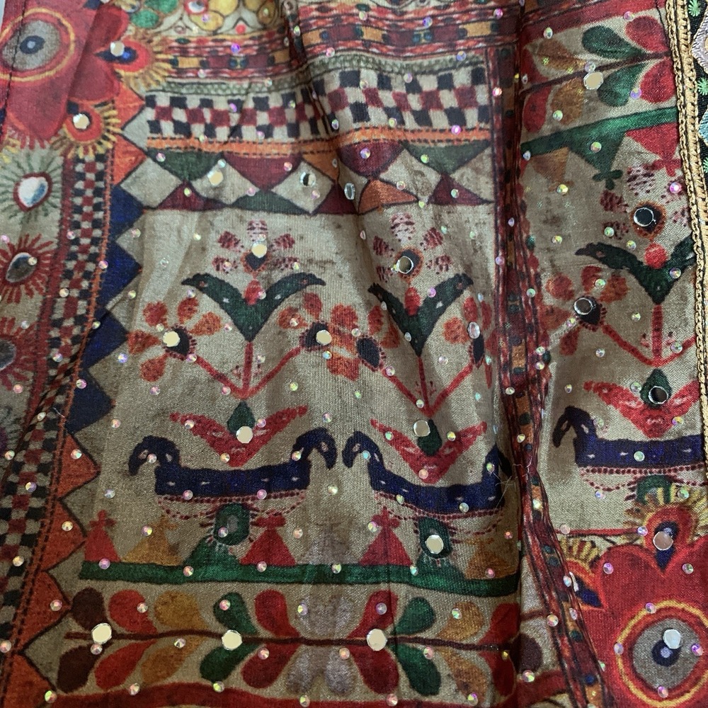 Sayuri Designer Indian Duster Jacket Mirror Work Boho Kimono Phulkari Lagenlook - Picture 12 of 12
